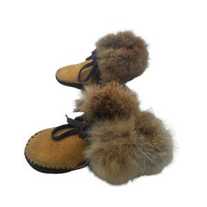 Vintage Handmade Child's Mukluks Moccasin Fur  Small Shoes Slippers